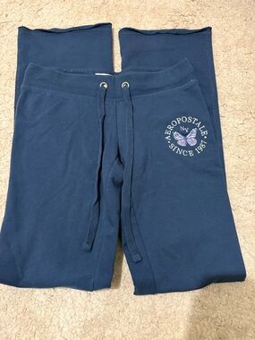 Aeropostale Girls' Navy Blue Butterfly Logo Sweatpants